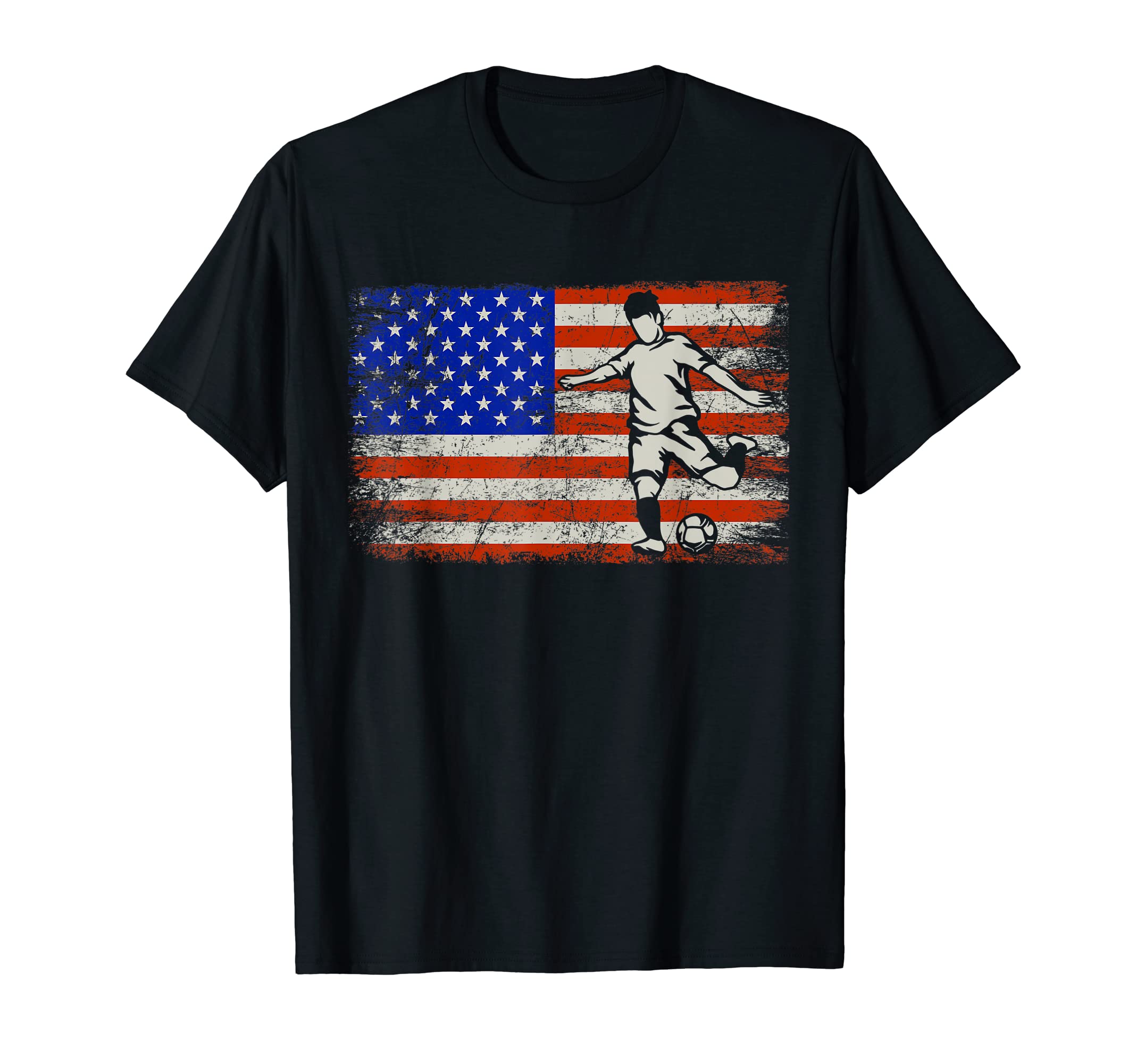 American Flag Soccer T-Shirt - Graphic Print Men Women