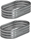 4x2x1ft(2 Pack) Oval Galvanized Raised Garden Bed,Outdoor Planter Box Metal Patio Kit Planting Bed for Vegetables Flowers and Succulents