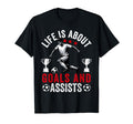 Lifes About Goals And Assists Soccer Funny T-Shirt - Graphic Print Unisex