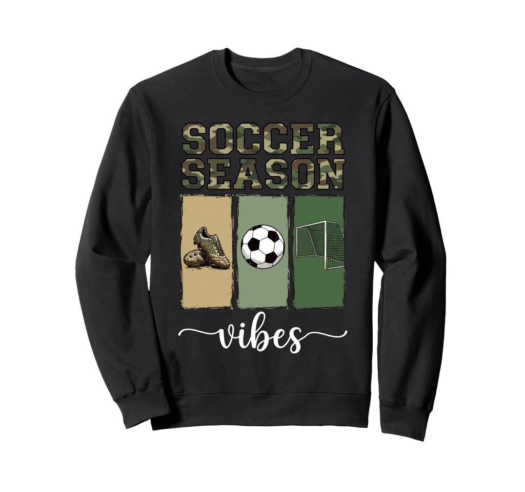 Camo Soccer Season Goal And Cleats Sweatshirt - Graphic Print for Adults