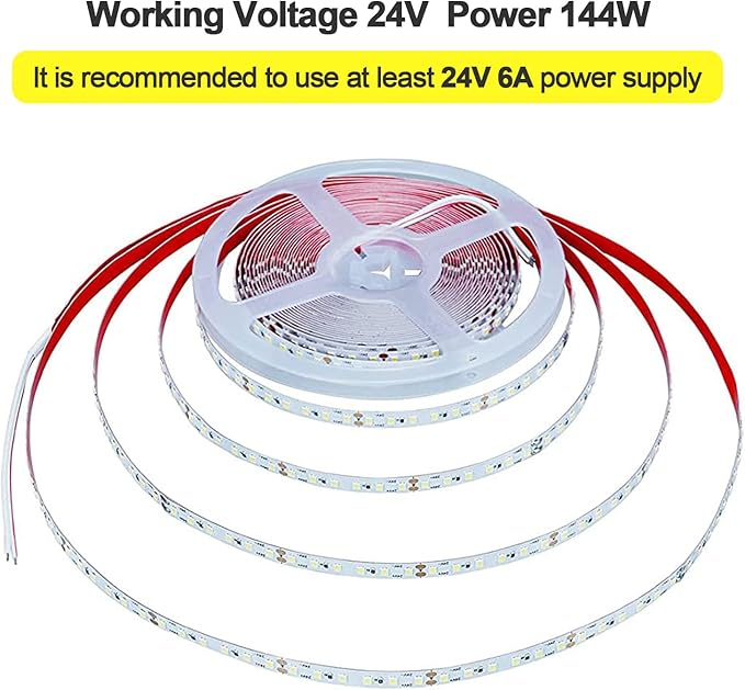 24V 65.6ft/20m LED Strip Light Natural White 4000K 2400LEDs High Brightness 12000LM SMD2835 Flexible No-Waterproof IP20 LED Tape for Kitchen Backyard Hallways Stairs Decoration(No Power Supply)