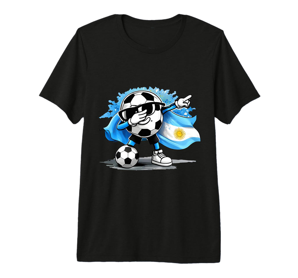 Dabbing Ball Soccer Argentina Flag T-Shirt - Graphic Print for Adults