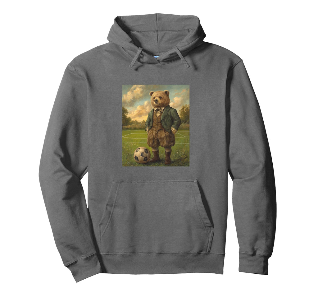 Funny Bear Playing Soccer Weird Bear Hoodie - Fun Novelty Design Men Women