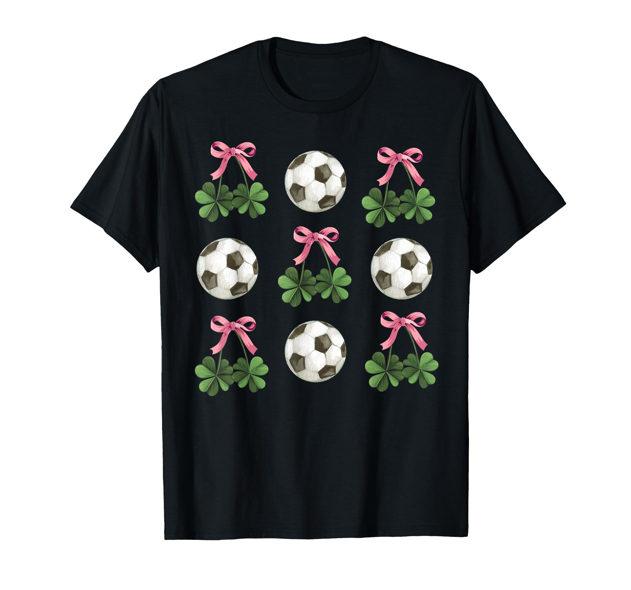 Coquette Bow Soccer And Shamrock T-Shirt - Casual Everyday Wear Men Women