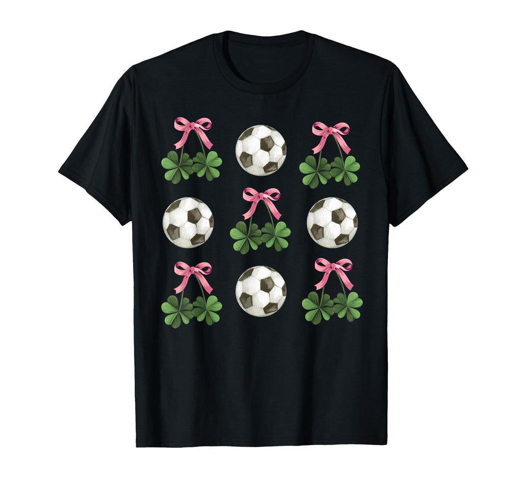 Coquette Bow Soccer And Shamrock St T-Shirt - Unique Graphic for Adults