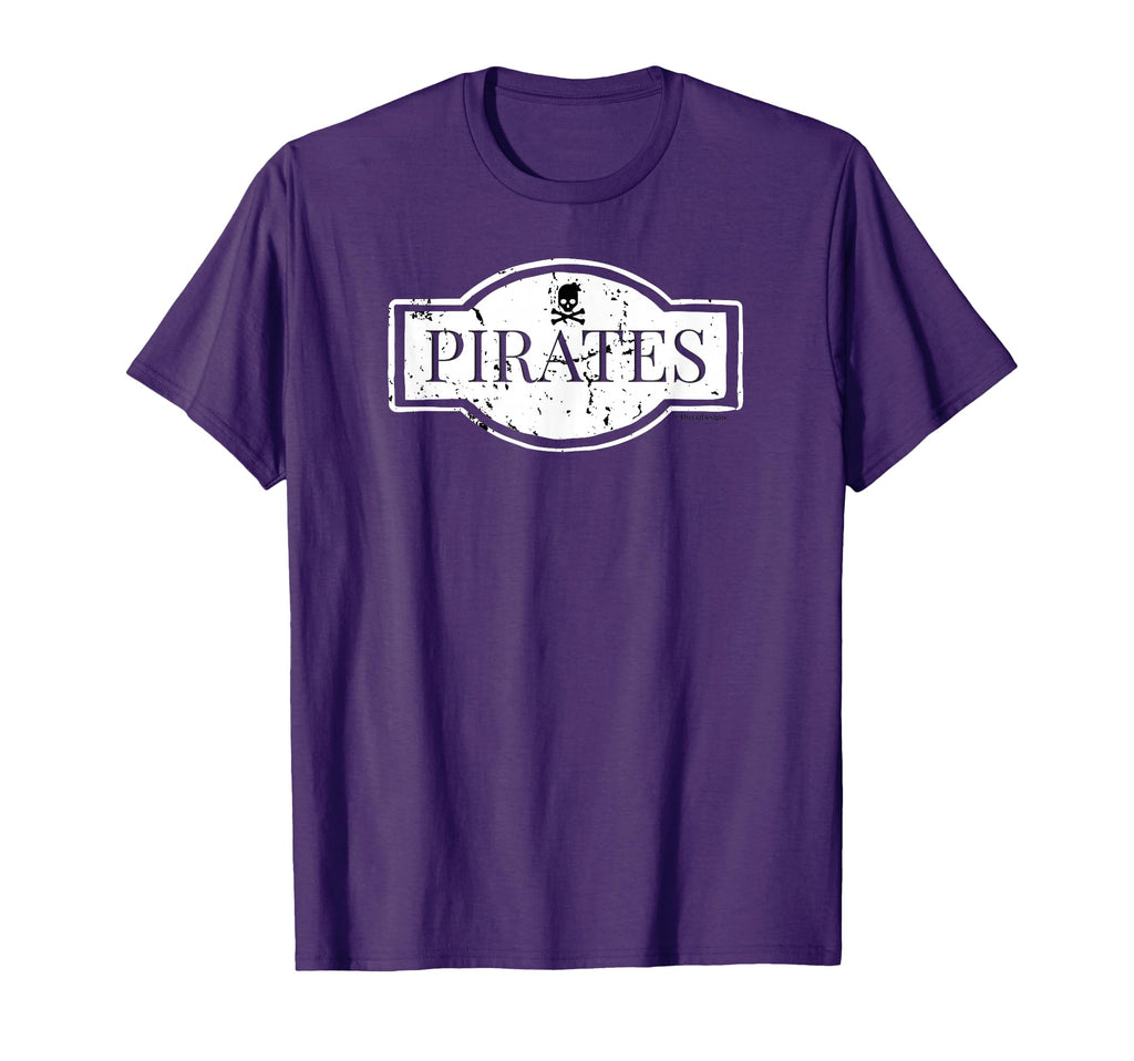 Distressed Pirate School Spirit Mascot T-Shirt - Novelty Apparel for Adults