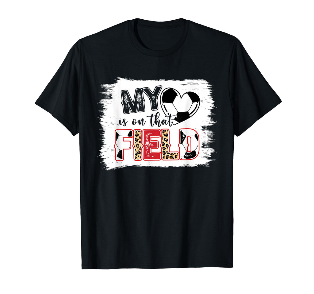 Leopard My Heart Is That Field Soccer T-Shirt - Trendy Graphic Men Women