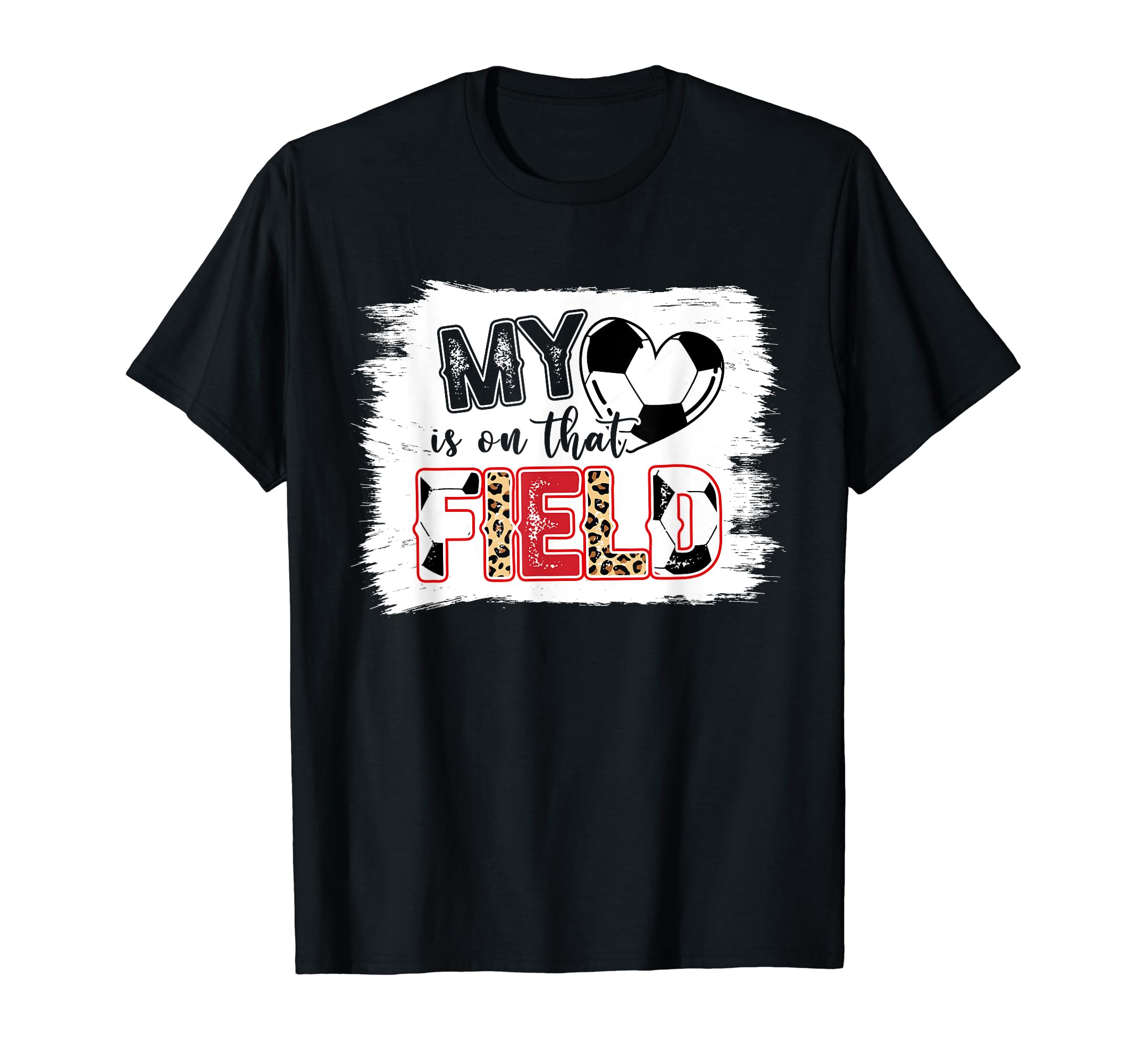 Leopard My Heart Is That Field Soccer T-Shirt - Trendy Graphic Men Women