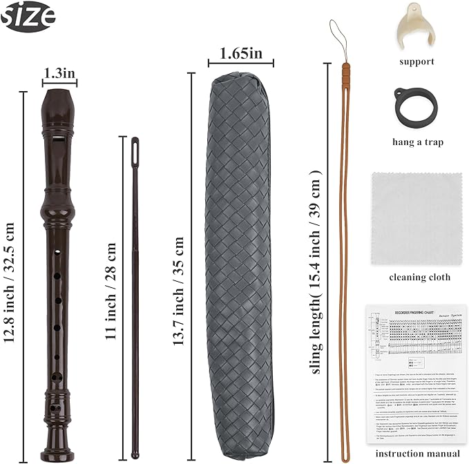 Recorder Instrument for Beginner Adults,8-Hole Soprano Descant Recorder Music Flute with Cleaning Rod & Case Bag For Home Entertainment(6-Woven Grey)