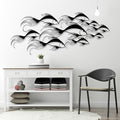 School of Fish Metal Wall Art, Metal Fish Wall Decor, Sea Life Wall Art, Large Nautical Wall Hanging, Modern Beach House Wall Decor, Ocean Themed Artwork for Bathroom (Black, 53"x22" | 135x57cm)