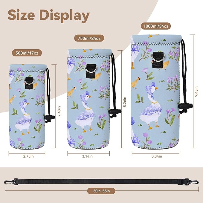AUPET Water Bottle Sling Bag Carrier Crossbody Sleeve,Insulated Neoprene Bottle Case Holder Pouch Cover 500ML/17oz with Shoulder Strap for Walking Women Men