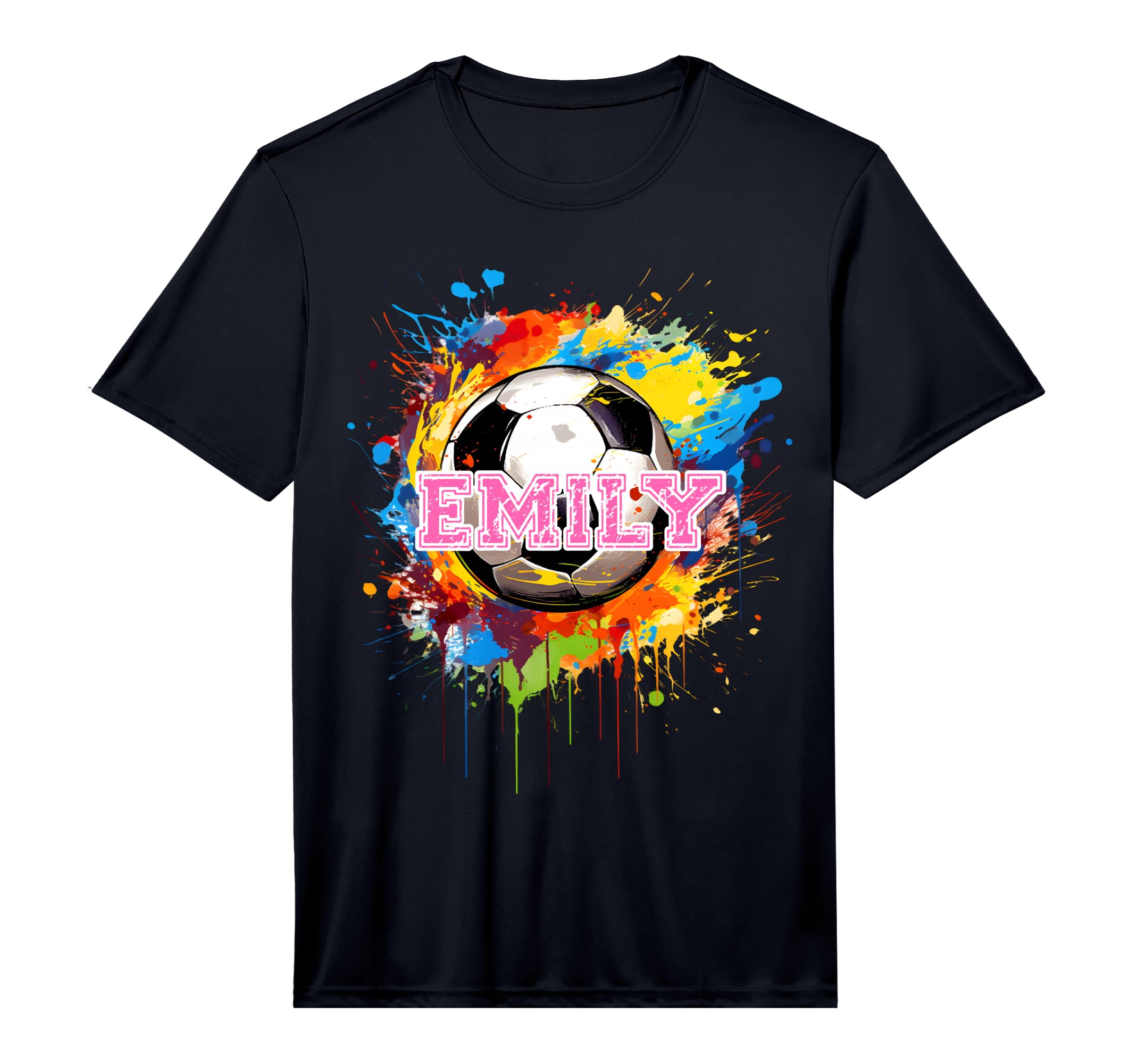 Emily Soccer Custom Name Performance T-Shirt - Unique Graphic for Adults