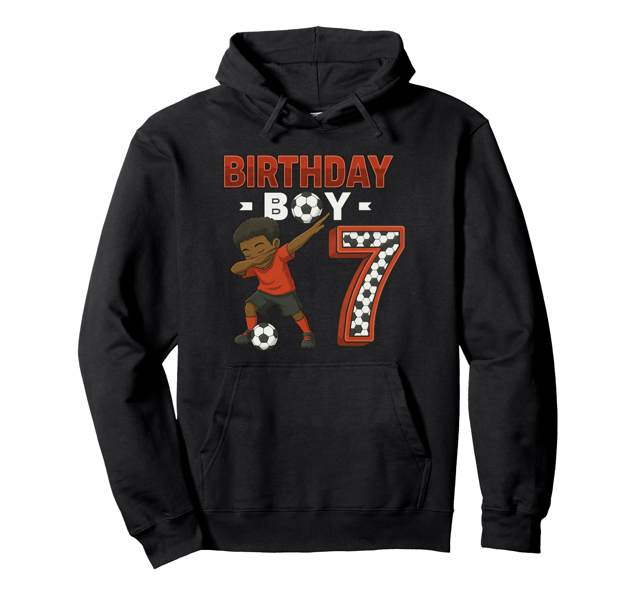 Dabbing 7 Year Old Soccer Player Melanin Hoodie - Trendy Graphic Men Women