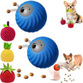 Zoomie Buddy 2.0, Zoomie Buddy for Dogs, 2 in 1 Smart Touch Interactive Dog Balls ＆ Pet Feeder, 2.83" Diameter, Suitable for Small/Medium Dogs, with Fruit Plush Cover (2*Blue, 3*Mix)