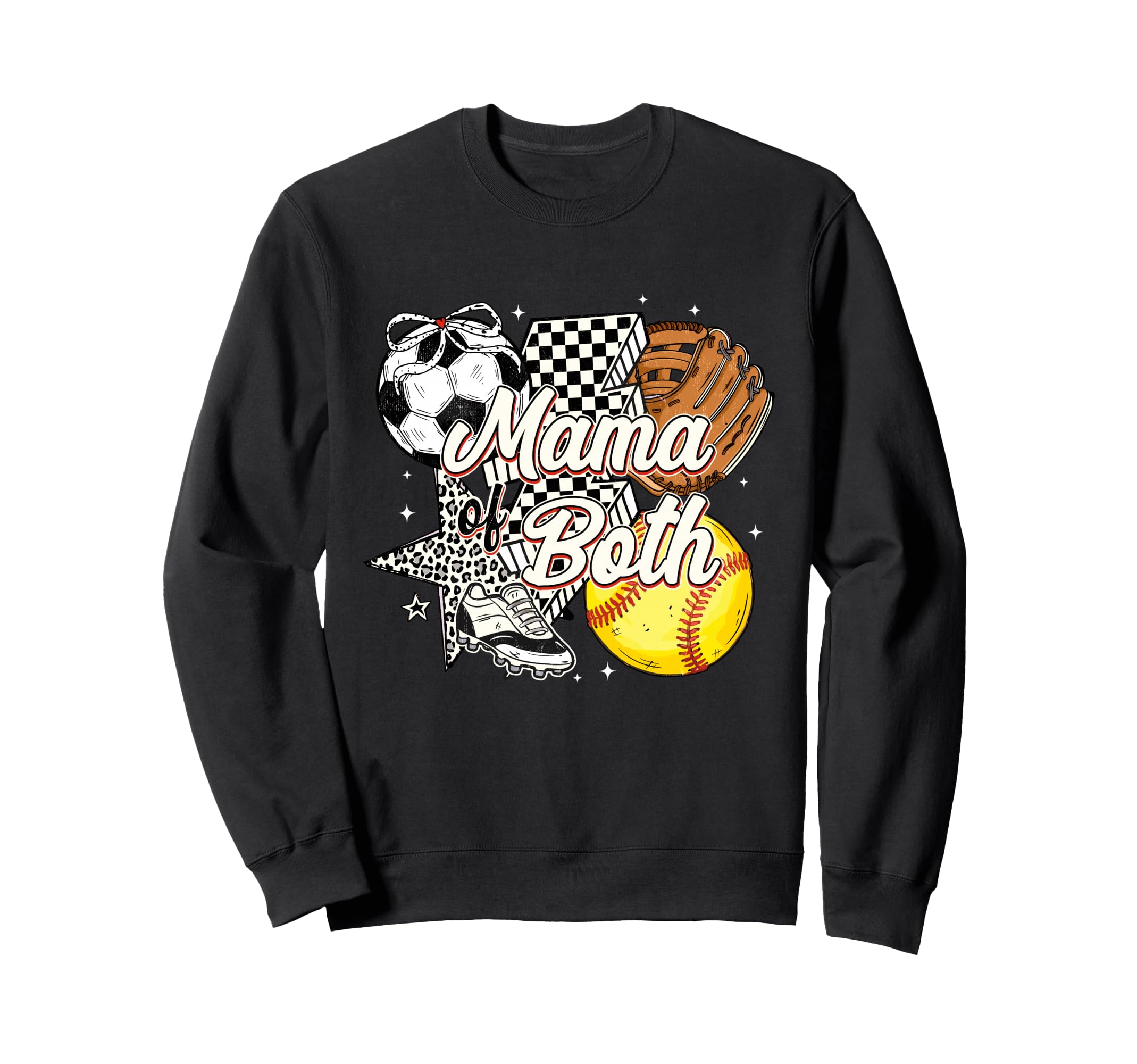 Mama Both Soccer Softball Mama Sweatshirt - Custom Art Print for Adults