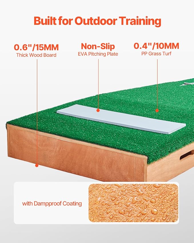 VEVOR Pitching Mound, Baseball Game Mound, Indoor/Outdoor Pitching Practice and Training Equipment, Softball Pitching Aids with Antifade Turf and Pitching Rubber