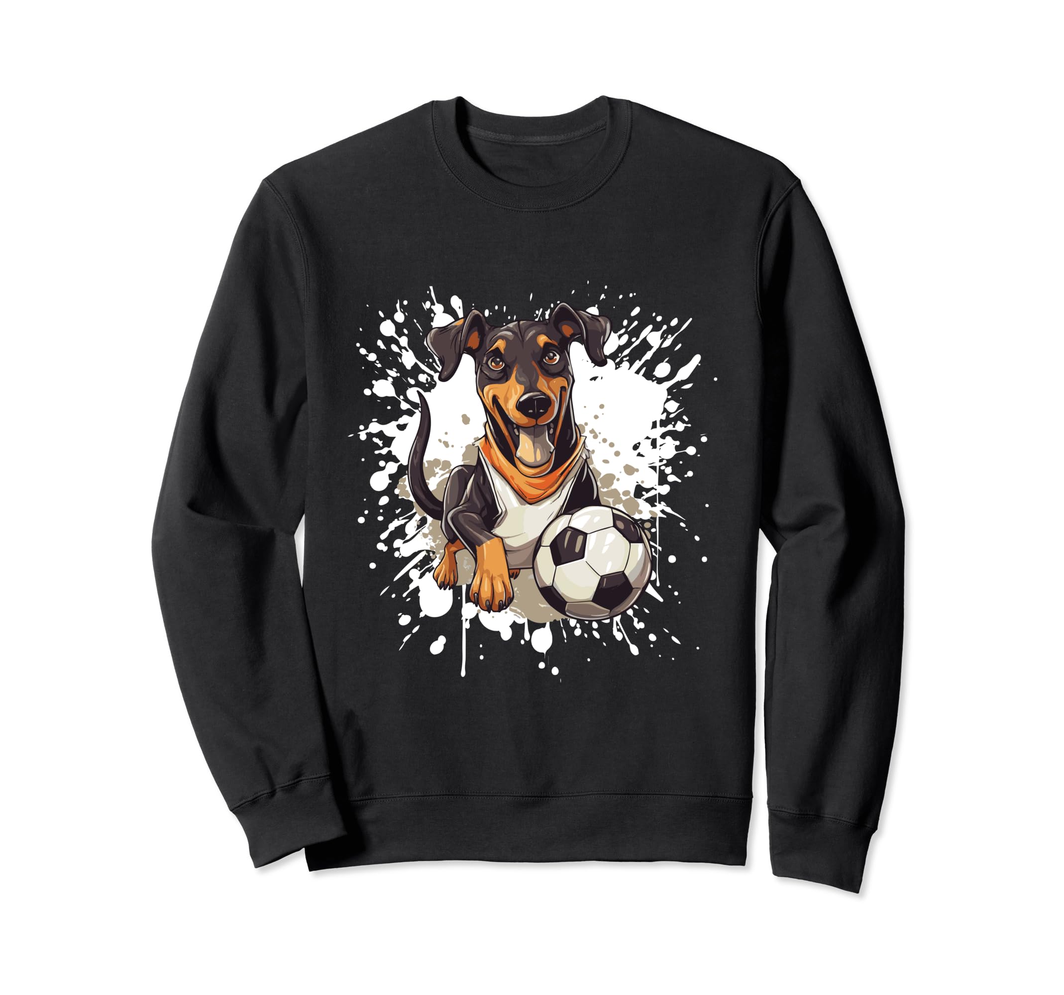 Doberman Dog Playing Soccer Funny Sweatshirt - Novelty Apparel Unisex