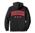 Soccer All Red Stars Text Hoodie - Fun Novelty Design Unisex
