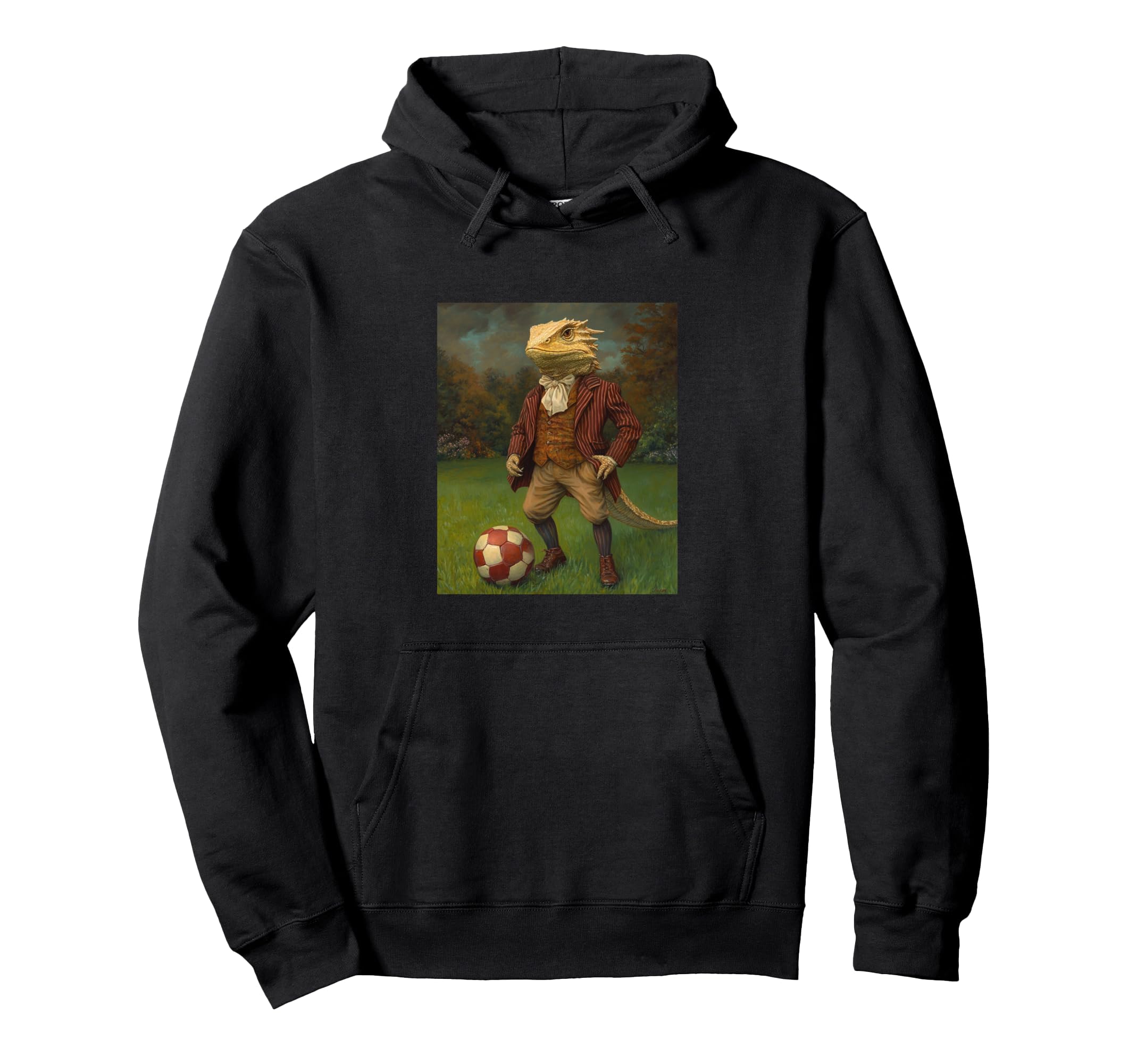 Funny Bearded Dragon Playing Soccer Weird Hoodie - Unique Graphic Men Women