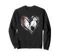 Baseball Soccer Ball Heart Love Sweatshirt - Trendy Graphic Unisex