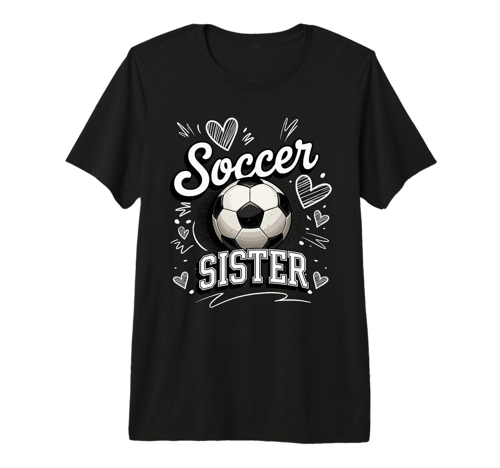 Soccer Sister Soccer Ball Hearts Theme T-Shirt - Fun Novelty Design Unisex