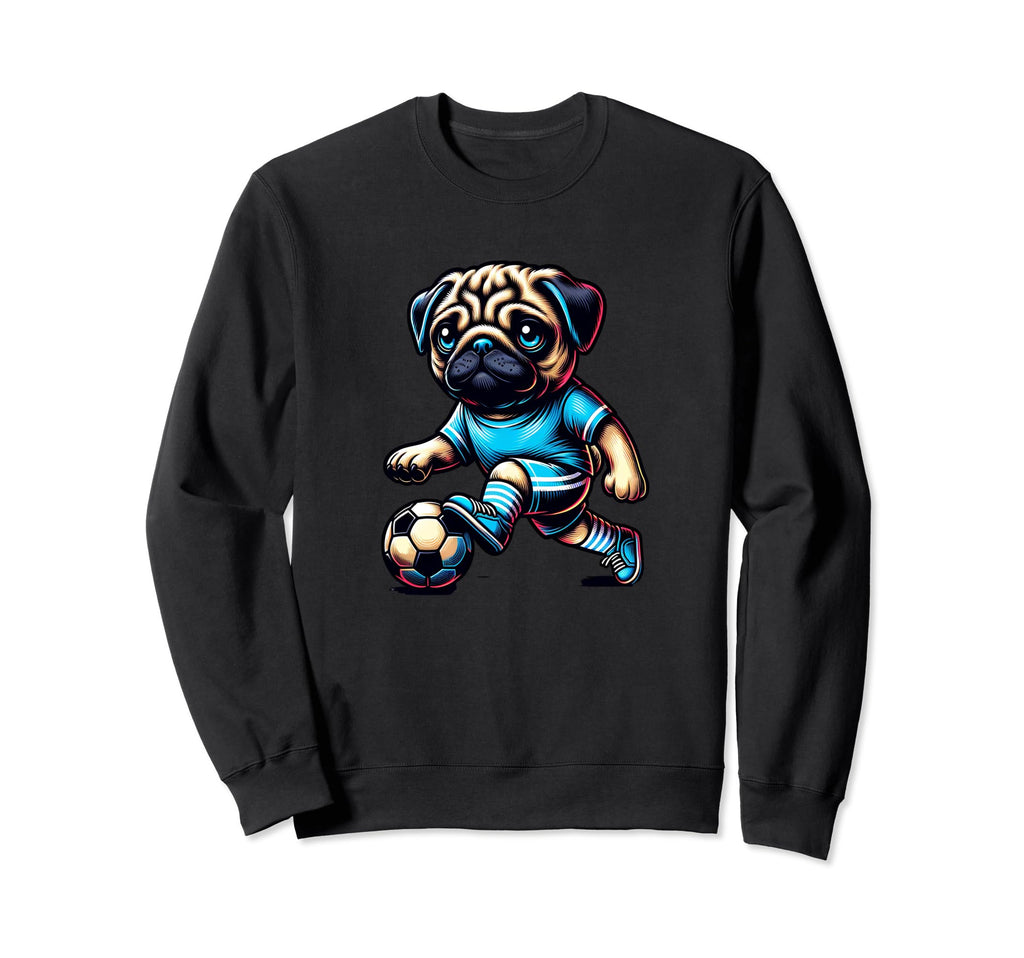 Pug Dog Soccer Champion Fan Ball Sweatshirt - Minimalist Print Men Women