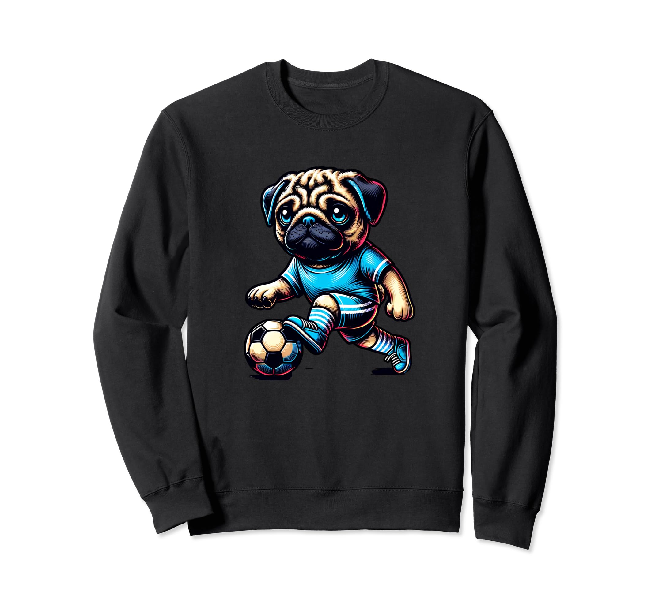 Pug Dog Soccer Champion Fan Ball Sweatshirt - Minimalist Print Men Women