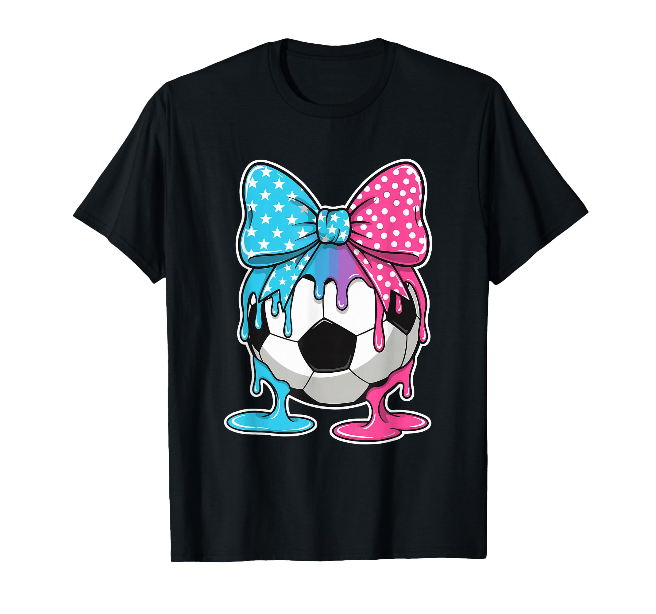 Dripping Soccer Coquette Bow Soccer Drip T-Shirt - Graphic Print Unisex