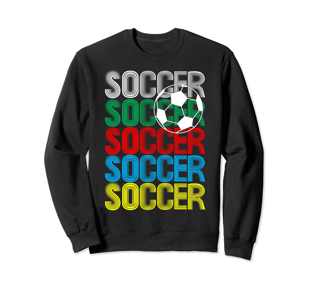 Soccer Repeating Word Mark Pattern Sweatshirt - Aesthetic Graphic Unisex