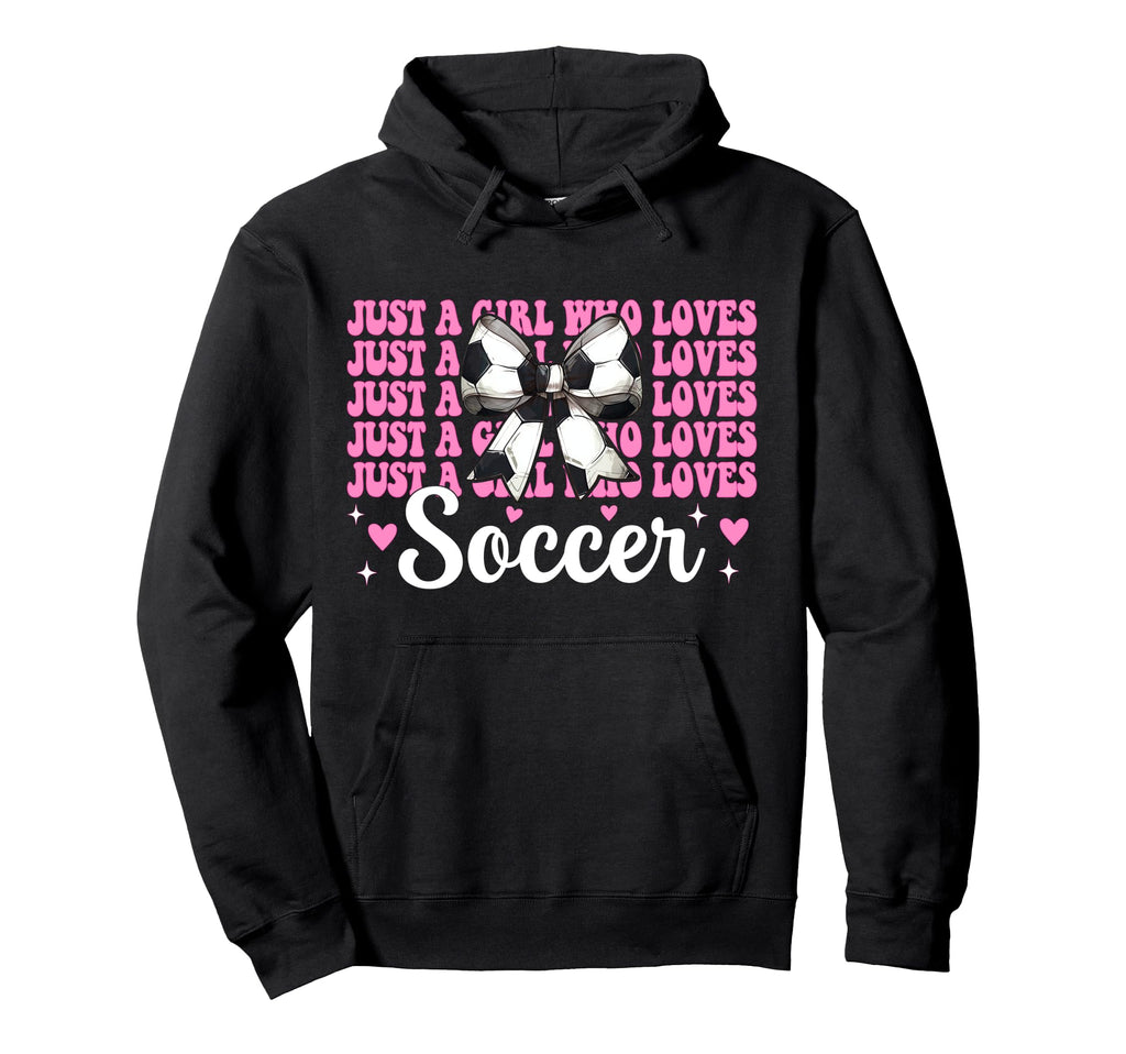 Just Who Loves Soccer Coquette Bow Hoodie - Aesthetic Graphic Unisex
