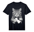 Black And White Feline Sports Tabby T-Shirt - Streetwear Style Men Women