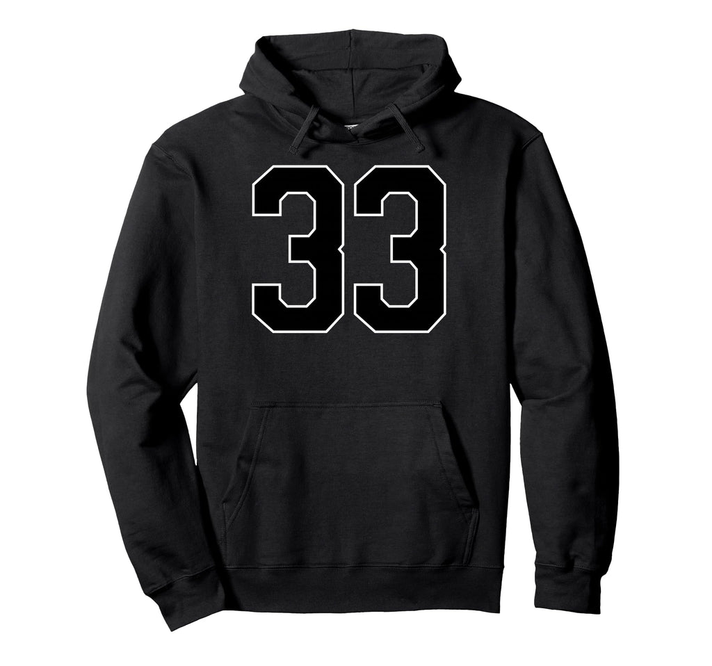 Black Sports Team Number 33 Fan Hoodie - Custom Art Print for Adults