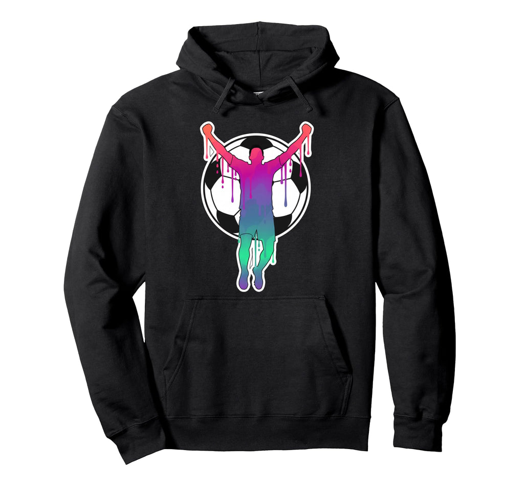 Soccer Player Celebration Silhouette Hoodie - Trendy Graphic Men Women