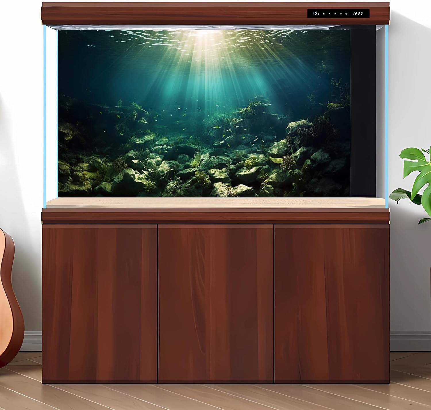 Deep Ocean Aquarium Background Under The Sea Fish Tank Background Underwater World Terrarium Backgrounds Ocean Floor Rock Aquatic Plants Aquarium Backdrop for Fish Tank Backgrounds Decors 72x18in