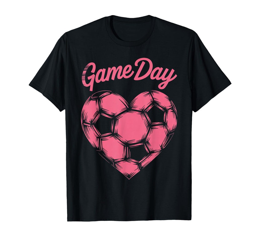 Womens Soccer Game Day Ladies Heart T-Shirt - Trendy Graphic for Adults