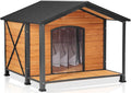 Aivituvin Outdoor Dog House with Chewproof Strong Metal Frame Outside Dog Kennel Weatherproof for Medium to Large Dogs, (41.5" L x 41.4" D x 34.1" H)