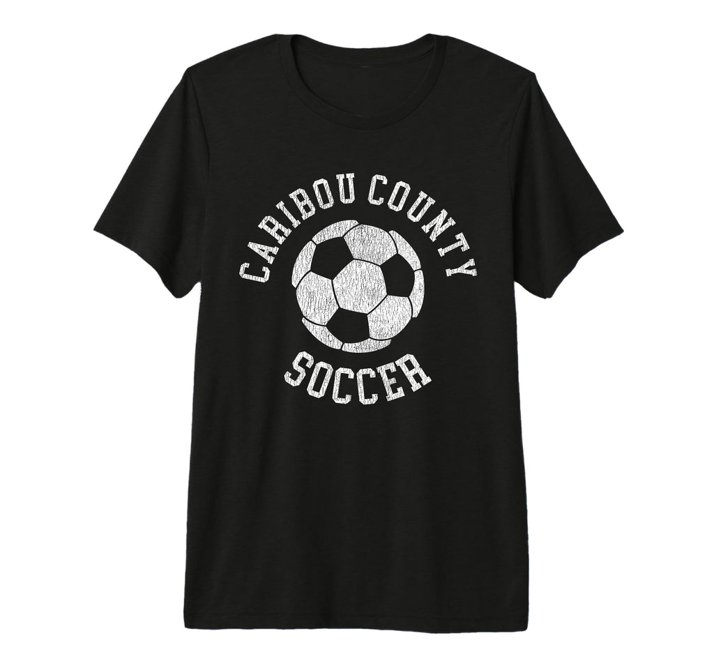 Caribou County Soccer Distressed 90S T-Shirt - Trendy Graphic for Adults