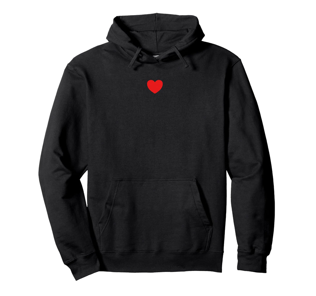 Small Red Heart Middle Trendy Simple Heart Hoodie - Minimalist Print Unisex