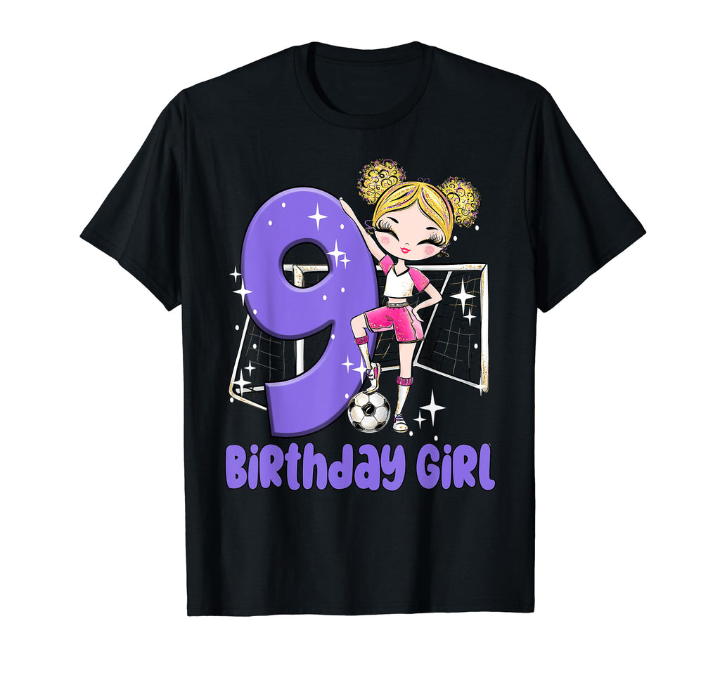 9Th Birthday Soccer Ball Net Party Nine T-Shirt - Trendy Graphic Men Women