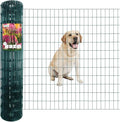 Green PVC Coated Welded Wire Fence 48 Inch x 50 Foot, 2 Inch x 4 Inch 14GA, Garden Border Fencing Roll Vinyl Coating Metal Wire Mesh Hardware Cloth for Yard Vegetable Plant Protection