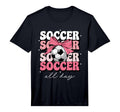 Groovy Soccer Coquette Bow Soccer T-Shirt - Casual Everyday Wear Unisex