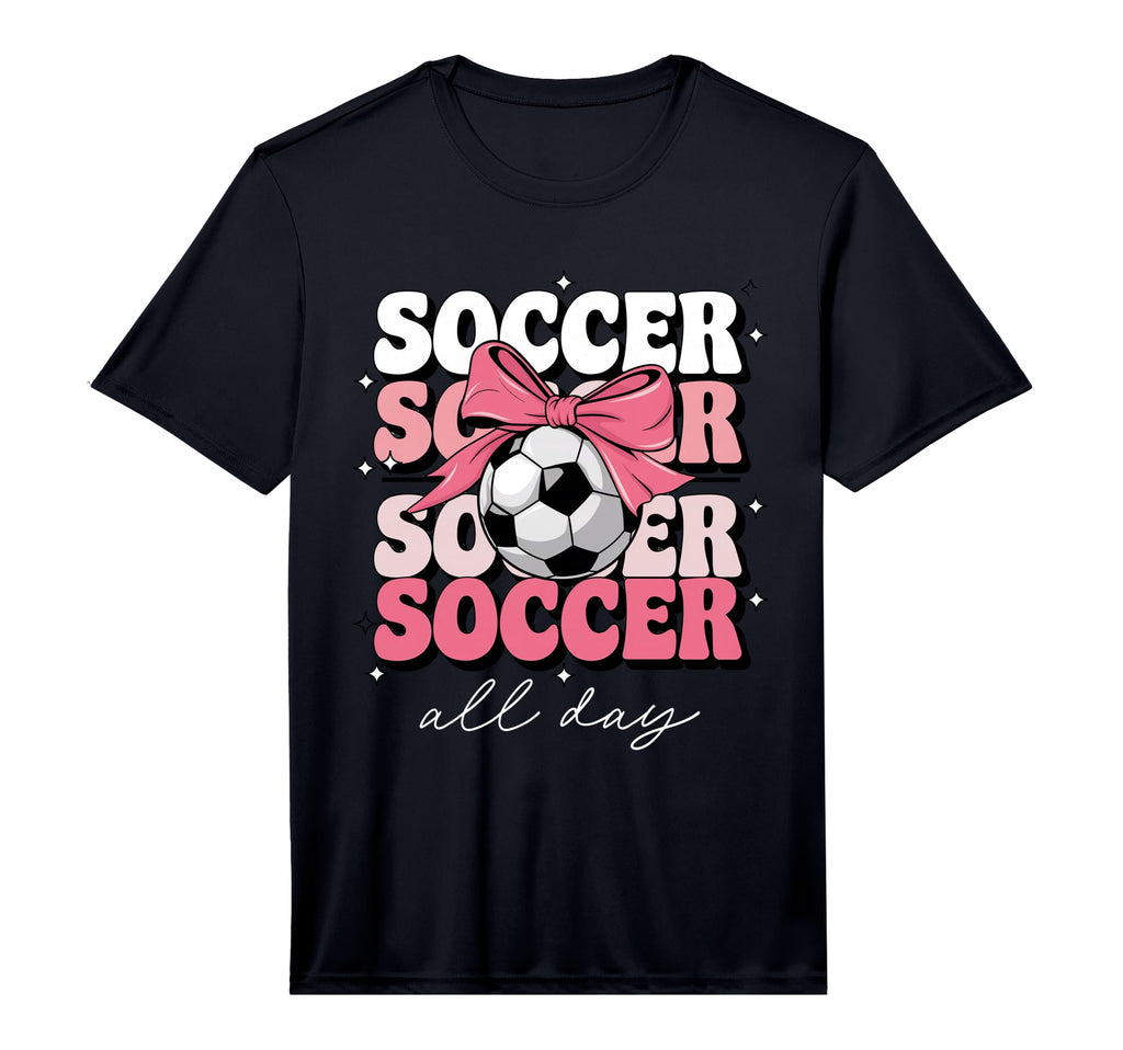 Groovy Soccer Coquette Bow Soccer All T-Shirt - Minimalist Print Unisex