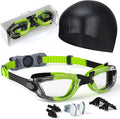 Kids Swim Goggles, Swimming Goggles for Kids Toddlers 3-14 with Swim Cap, Nose Clip, Nose Bridge, Ear Plugs
