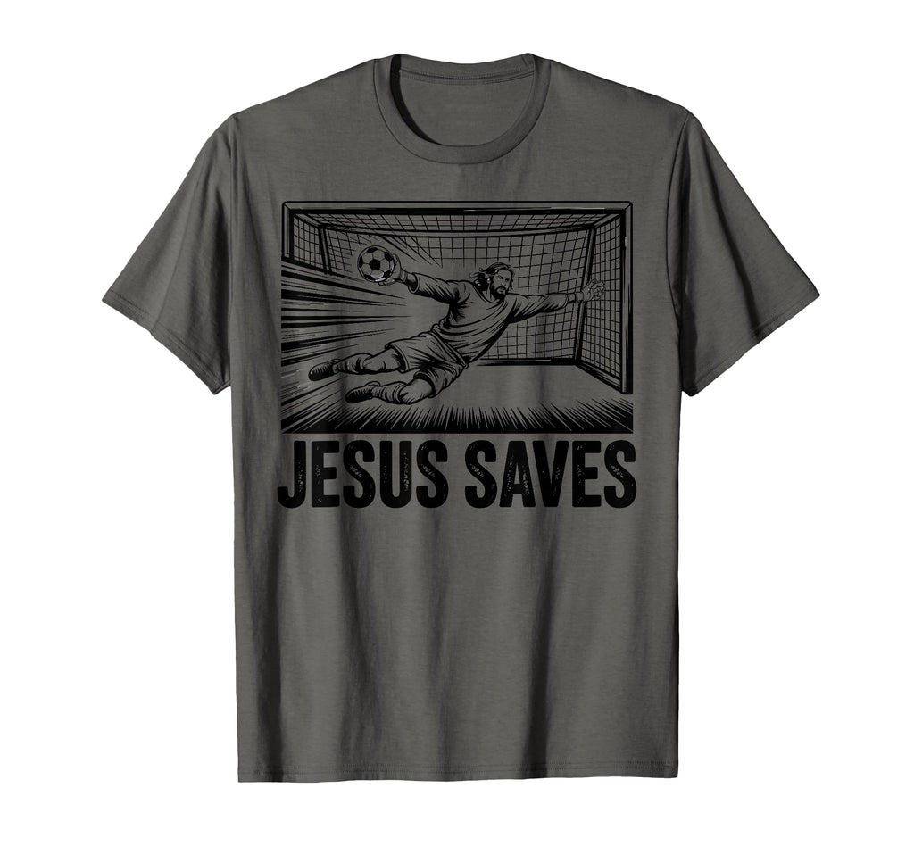 Soccer Goalie Goalkeeper Jesus Saves T-Shirt - Trendy Graphic Men Women