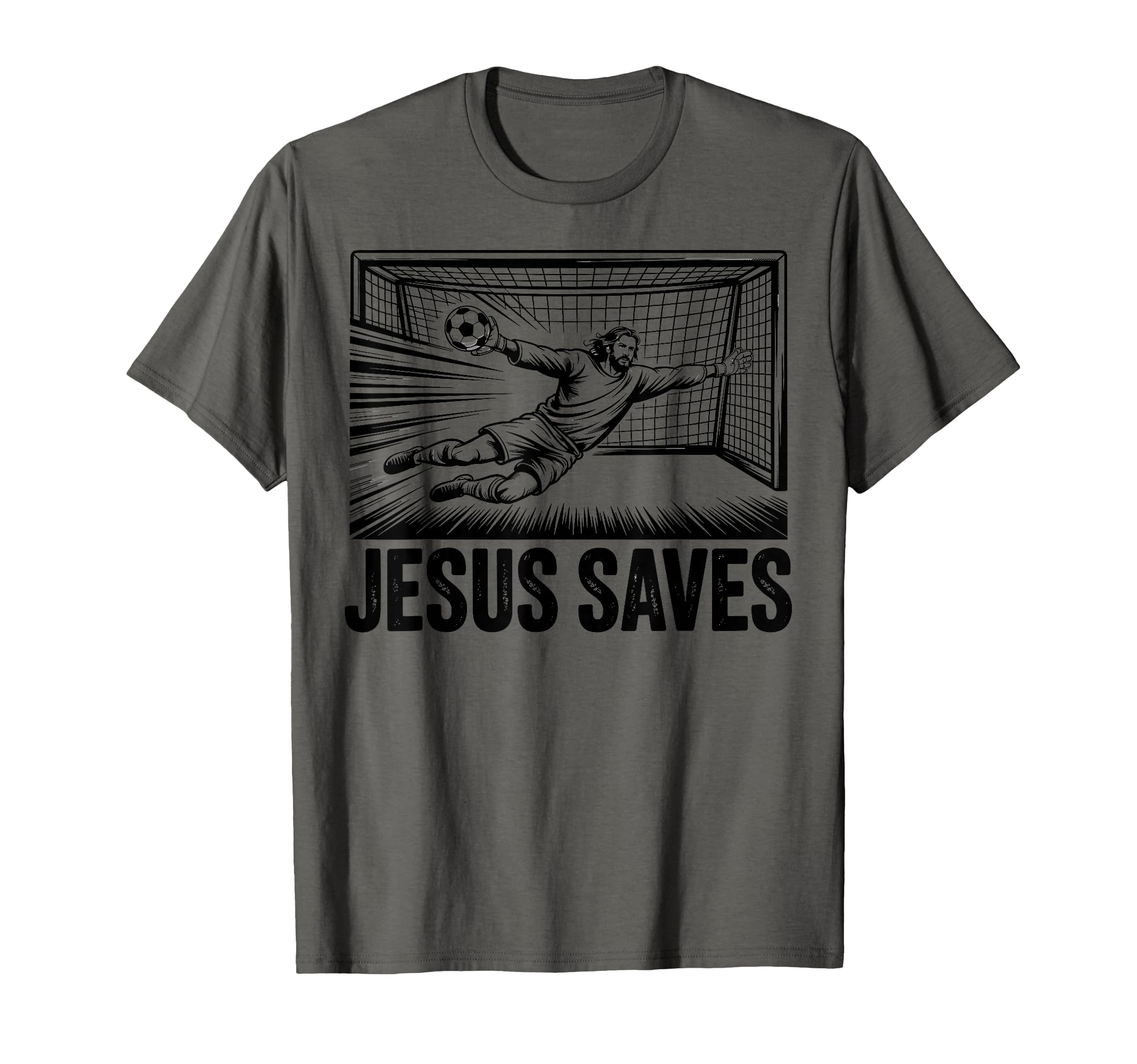 Soccer Goalie Goalkeeper Jesus Saves T-Shirt - Trendy Graphic Men Women