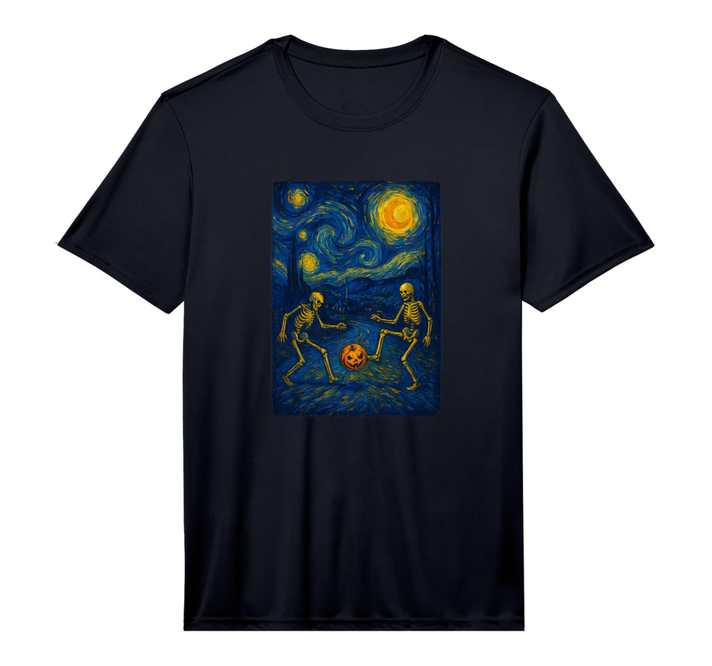 Mens Starry Night Skeleton Pumpkin T-Shirt - Unique Graphic Men Women