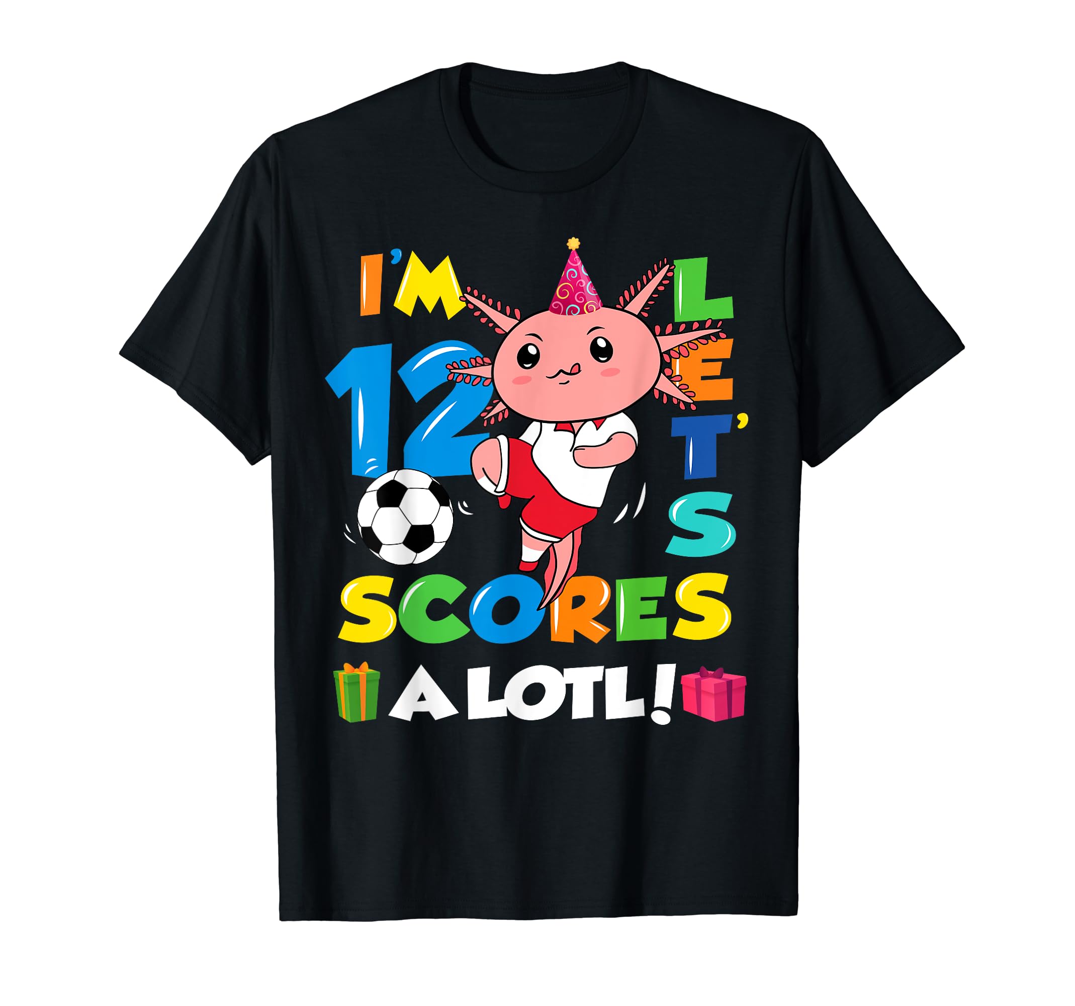 Axolotl Birthday 12 Years Soccer Player T-Shirt - Custom Art Print Unisex