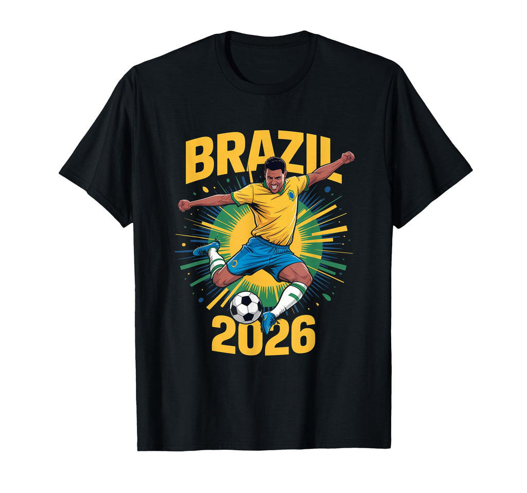 Brazil Football 2026 Funny Soccer Fan T-Shirt - Graphic Print Unisex