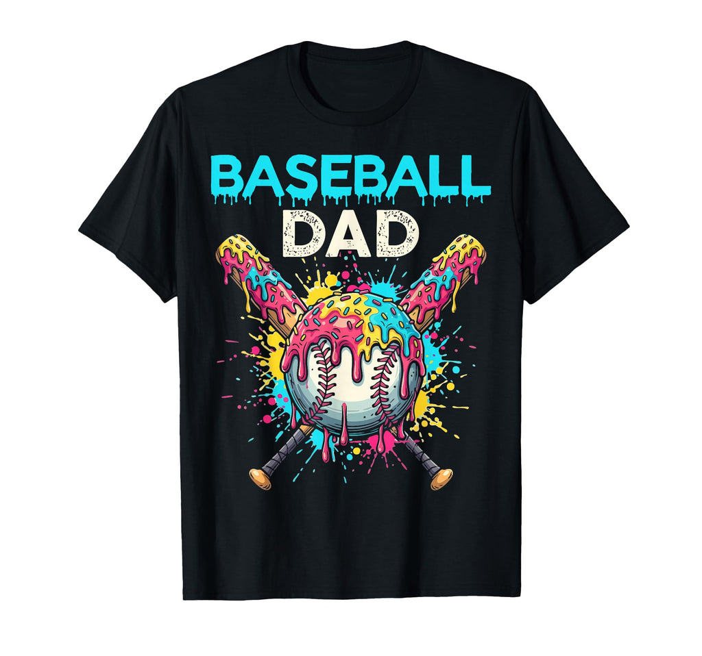 Baseball Dad Ice Cream Drip Crossed T-Shirt - Streetwear Style for Adults