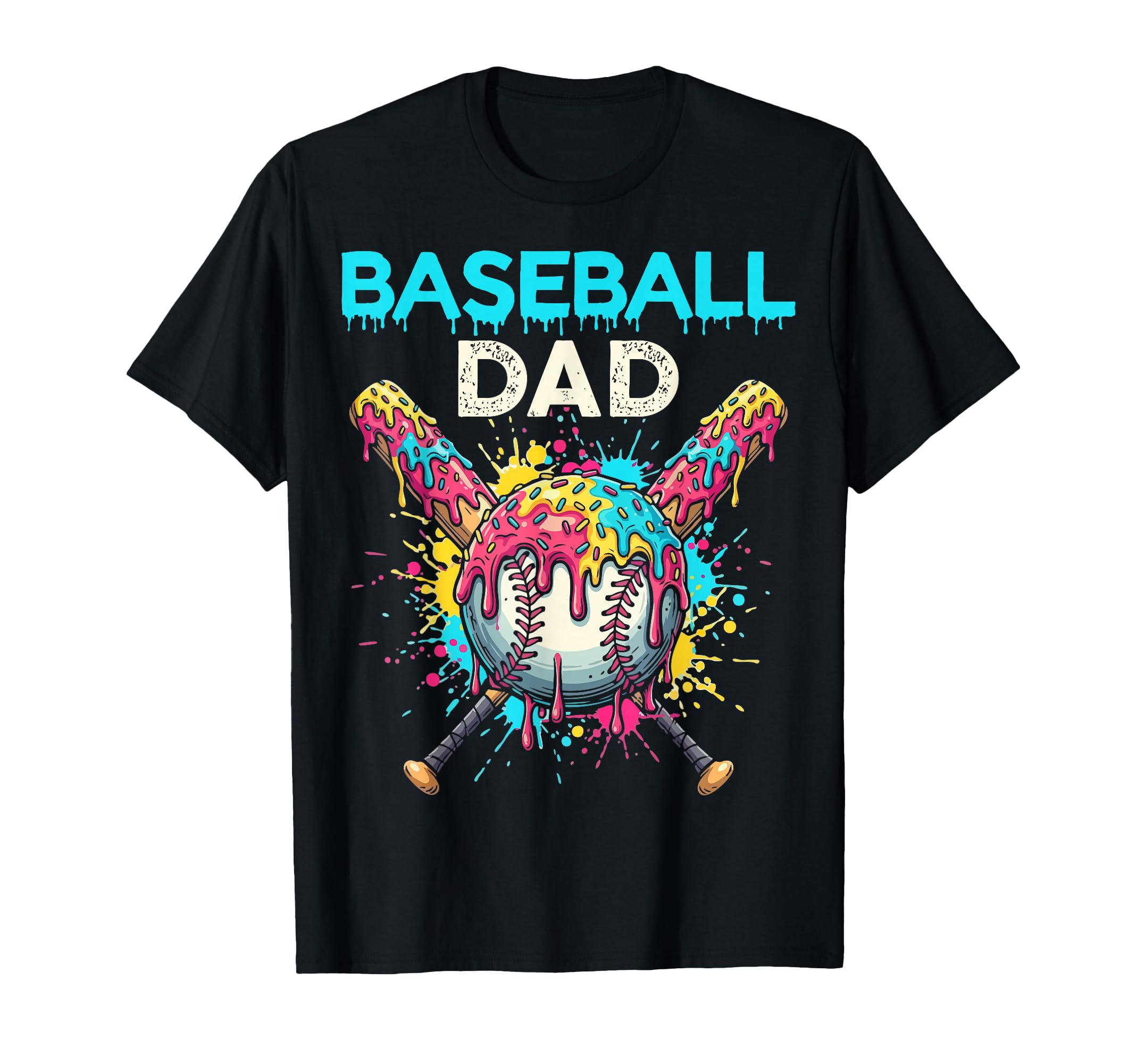Baseball Dad Ice Cream Drip Crossed T-Shirt - Streetwear Style for Adults